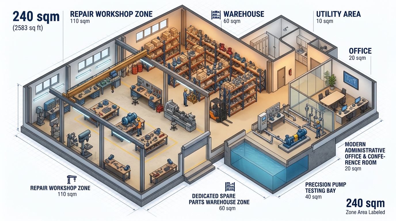 Layout Isometrik 240 m² Workshop SEEPEX